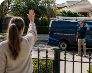 Plumber leaving a completed job in Bellevue Hill